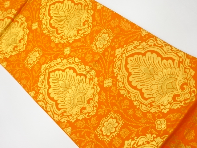 JAPANESE KIMONO / VINTAGE FUKURO OBI / WOVEN ABSTRACT FLOWERS
